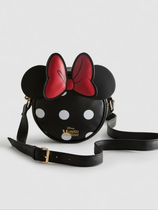 Disney Handbags - Disney Minnie Mouse Round Polka Dot Crossbody Bag - Black & Red, Primark